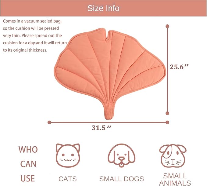 Letalong 31 X 25 Inch Leaf Shaped Cotton Cat Bed Pad, Warming Cat Mat, Pet Warming Pad for Cats, Warmer Mat for Feral and Indoor Cats, 2025 Enlarged and Thickened Leaf Beds - Image 2