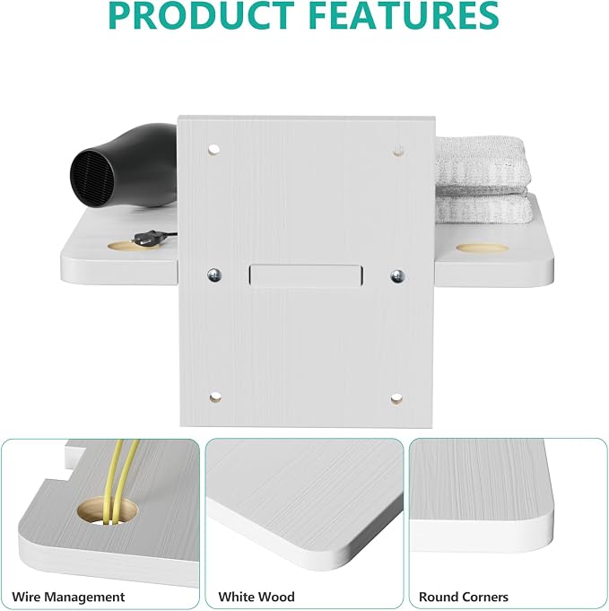 WALI Floating TV Shelf, 1 Tier Projector Shelf for DVD Players, Cable Boxes, Routers, Game Consoles, Living Room Decor Accessories, Wall Mount Shelves Holds Up to 22lbs (CS201NW), 1-Shelf, White - Image 4