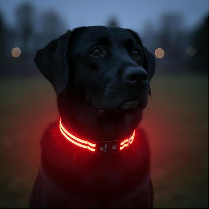 Tractive LED Light Up Dog Collar USB Rechargeable Waterproof (Red) by Tractive