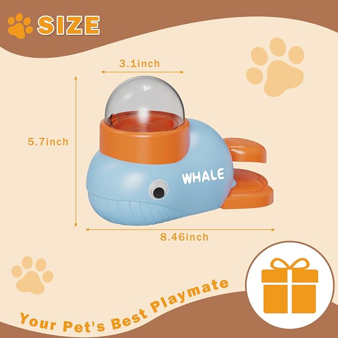 Whale-Shaped Dog Treat Dispenser - Interactive Dog Toys for Mental Stimulation, Slow Feeder Puzzle Toy for Small Medium Dogs & Cats, IQ Training Food Dispenser to Reduce Bloating & Boredom (Blue) - Image 7