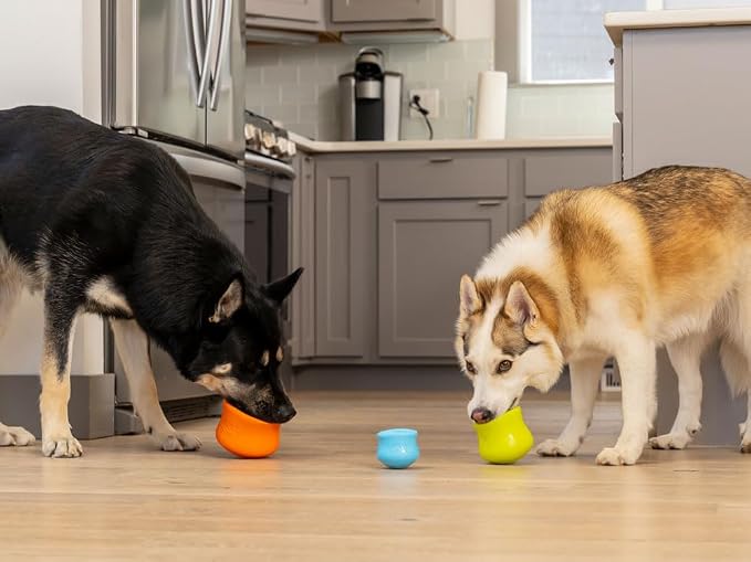 WEST PAW Zogoflex Toppl Interactive Treat Dispensing Puzzle Dog Toy for Mental Stimulation & Enrichment-Holds Kibble & Treats-Lickable, Freezable & Dishwasher Safe-Made in USA-XL-Tangerine - Image 2
