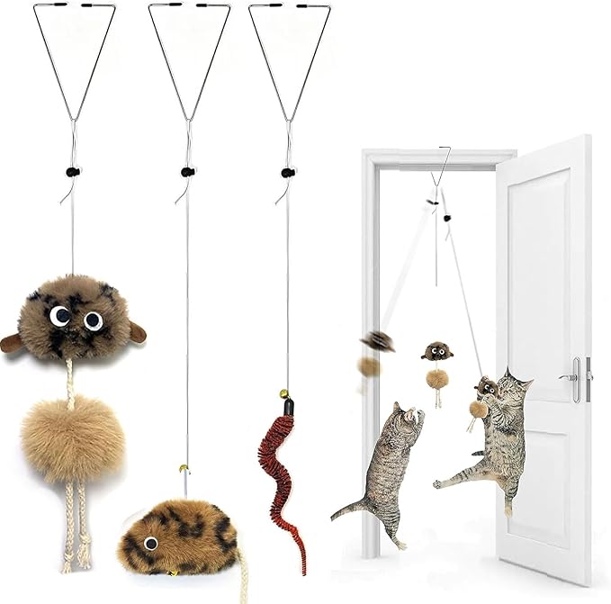 Cat Toys for Indoor Cats,Interactive Door Hanging Cat Toys Attached with Catnip/Worm/Birds/Mouse Toys for Cats/Kitten Toys(3 Pack) by URMYONLY