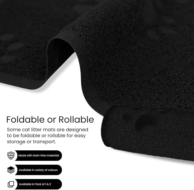 Andalus Small Cat Litter Mat, Pack of 1 - Waterproof, Non-Slip & Easy to Clean Cat Litter Box Mat for Extra Efficient Pet Litter-Trapping, Black (15.75” X 11.75”) - Image 6