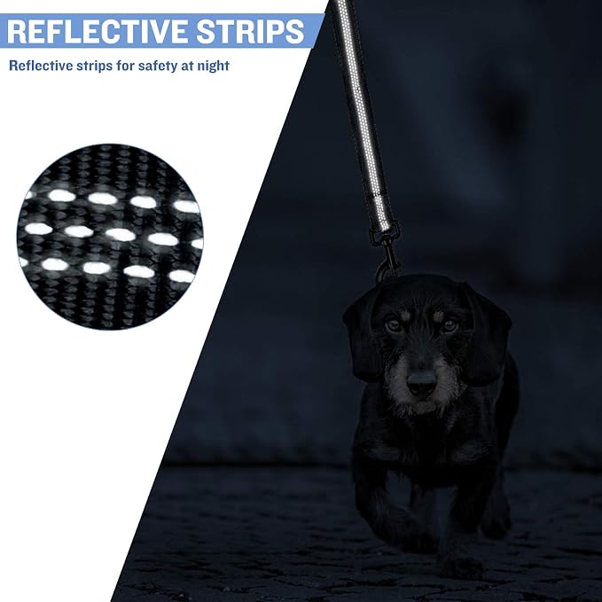 Dog Leash for Large Medium Dogs 6Ft x 1" Reflective Stitching Large Leash with 2 Traffic Padded Handles Dog Lead Rope for Running Walking Training (Light Pink 1 Pack) - Image 5