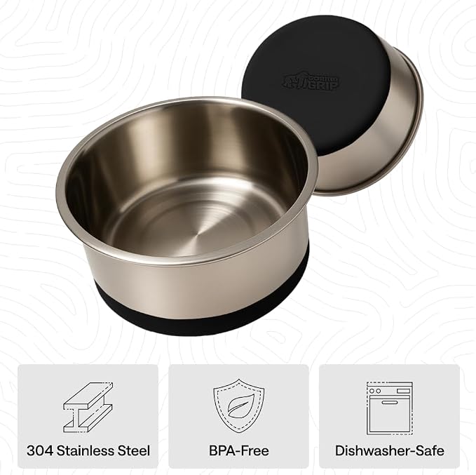 GORILLA GRIP Dog Bowls, Food Grade Stainless Steel, Set of 2, 6 Cup, Black | 304 Stainless Steel Pet Feeding Bowls Hold 48 fl oz Each, Dishwasher Safe, Rust Resistant, BPA Free Rubber Base - Image 6