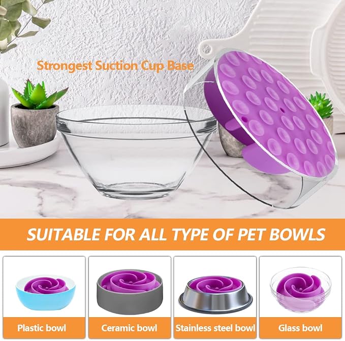 Slow Feeder Dog Bowls Insert, Animire Soft Silicone Slow Eating Dog Food Bowl for Small, Medium and Large Dogs, Compatible with Regular and Elevated Bowls - Image 5