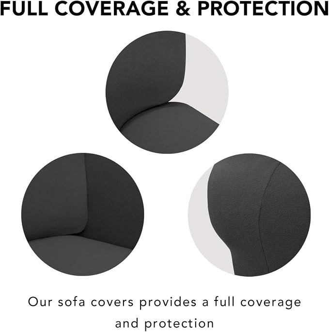 PureFit Stretch Couch Covers for Sofa 4 Seater Slipcovers Dark Gray | 1-Piece Sofa Cover Washable Soft Couch protector, Couch Slipcover with Non Skid Foam and Elastic Bottom for Kids, Dogs - Image 3