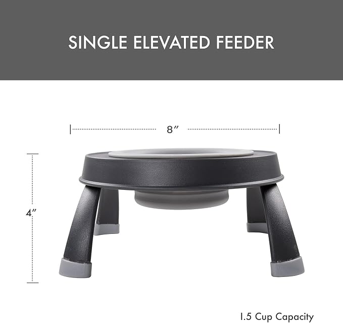 Dexas Pets Elevated Pet Feeder, Small, 1.5 Cup Capacity, Light Gray, Raised Pet Food and Water Bowl - Image 2