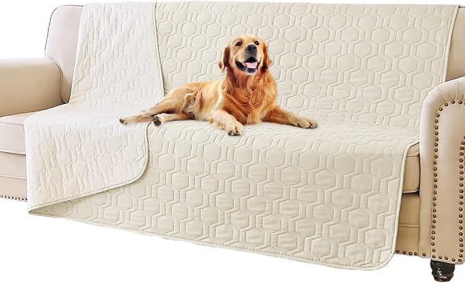 Tcksstex Waterproof and Anti-Slip Dog Bed Cover and Pet Blanket Sofa Pet Bed Mat ，car Incontinence Mattress Protectors Furniture Couch Cover for Most Cats Dogs, Pets（52x82-Ivory） by TcksstexFauxFurDogBedCover