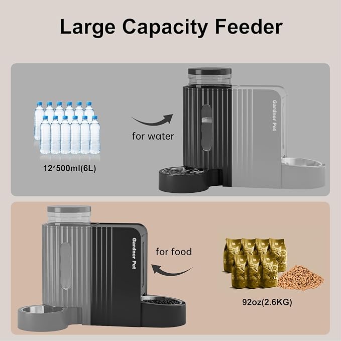 Automatic Gravity Pet Feeder, 1.8 Gallons*2 Dog Feeder and Water Dispenser Set, 2-in-1 Automatic 100% BPA-Free Feeder and Stainless Steel Water Dispenser for Dogs, Cats, Rabbits, Puppies (Black) - Image 4