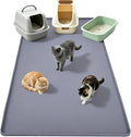 Cat Litter Mat, 51x25.6in Waterproof Silicone Litter Box Mat, Grey | XL Cat Mat Fits 1-3 Litter Boxes, Litter Trapping Mat with Raised Edges, Non-Slip Bottom, Easy Clean Kitty Litter Mat by Colewin