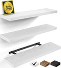 BAYKA White Floating Shelves 35.4in, Set of 3, Wall Mounted for Wall Decor | Easy Install, 22lbs Max Load, Hidden Bracket, Hanging Shelf for Living Room Bathroom Bedroom Kitchen Display Storage Decor by Bayka