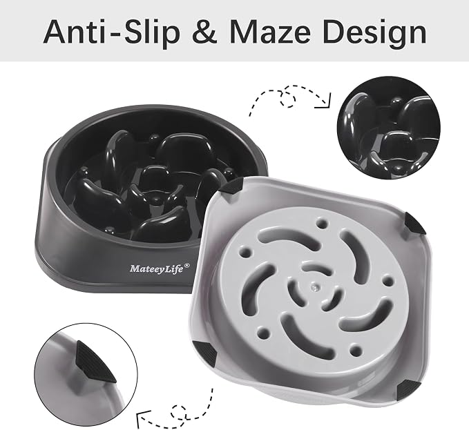 MateeyLife 2-Pack Slow Feeder Dog Bowls, 2 Cups, Dog Puzzle Feeder Bowl | Food-contact safe, dishwasher safe, non-slip base, maze design, for fast eaters, for dogs and cats, daily mealtimes - Image 4