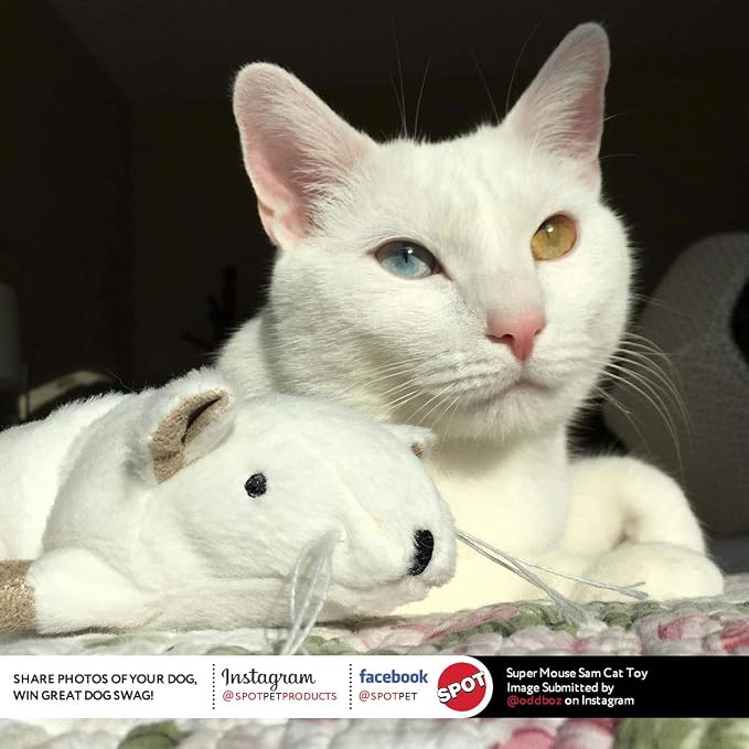 SPOT Super Mouse Sam with Catnip - Lifelike Cat Toy, Fuzzy Mice with Catnip and Crinkle Sound, Extra Large Size for Cuddling, Kicking, Chasing, Playing - 11in Plush Toys, Assorted Colors - Image 8