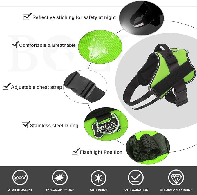 Dog Harness, No-Pull Reflective Dog Vest, Breathable Adjustable Pet Harness with Handle for Outdoor Walking - No More Pulling, Tugging or Choking (Green, S) - Image 2