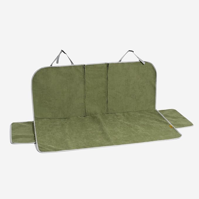 FUNNY FUZZY Dog Car Seat Cover for Back Seat, Back Seat Pet Cover for Dogs Waterproof, Scratchproof Dog Backseat Cover, Non-Slip Bench Car Seat Protector, Universal Fit Most Cars, SUVs, Trucks, Green - Image 9
