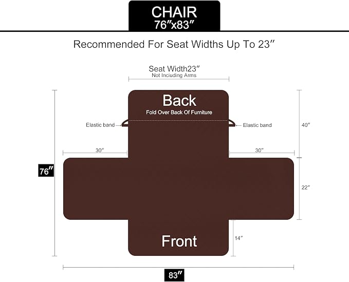 U-NICE HOME Reversible Recliner Chair Covers, Black/Grey | 23''Armchair Cover for dogs Washable, Pet Friendly, Elastic Straps, Water Repellent, Diamond Quilted - Image 6
