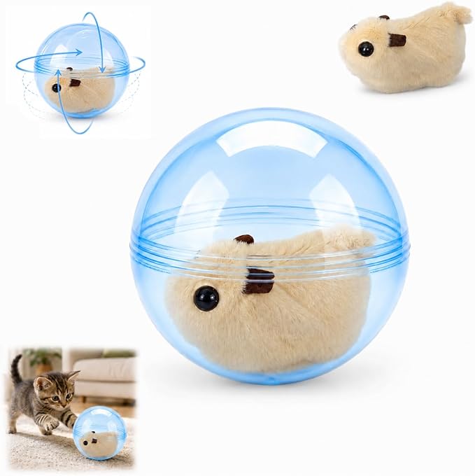 Self Rolling Interactive Cat Ball Smart Cat Ball Toy | 360° Animal Design Automatic Moving Pet Ball, Fun Indoor Interactive Chasing Exercise Toy for Cats and Small Dogs by NILUTO