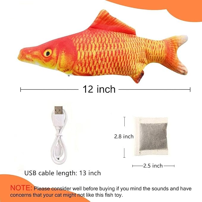 Tocirelo Cat Toys for Bored Indoor Adult Cats - Interactive Cat Toy Catnip | Catnip Kicker Toy for for Indoor Cats，Moving Kitten Kicker Self Play, 11" Electric Flopping Fish for Boredom Kitty Exercise - Image 6