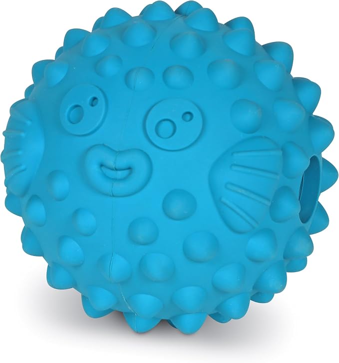 Brightkins Tough & Tumble Treat Dispenser Large Pufferfish - Interactive Dog Toys, Dog Treat Dispenser Toy, Puppy Training Toys, Durable Puzzle Balls for Dogs, Enrichment Slow Feeder Ball by Brightkins
