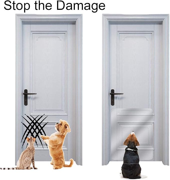 In hand Clear Pet Door Scratch Protector Shield Protect Your Furniture, Heavy Duty Deluxe Flexible Door Guard Cover - Image 7