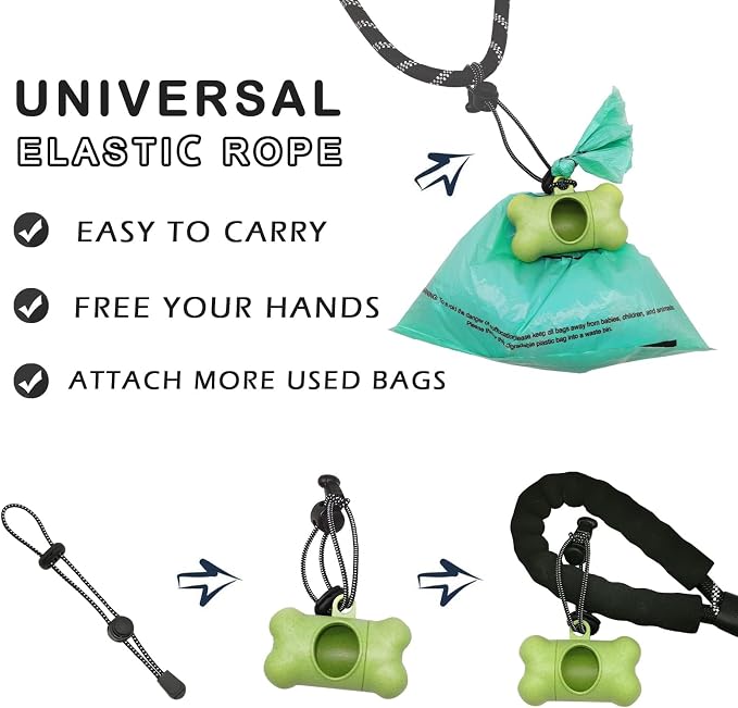 Dog Poop Pickup Bags Holder Dispenser with Standard-Sized Leak-Proof Scented Doggy Waste Bags and Carabiner with Safety Lock&Fastener Never Loose on Leash Lead Again (2 Holder 30 Bags, Green) - Image 5