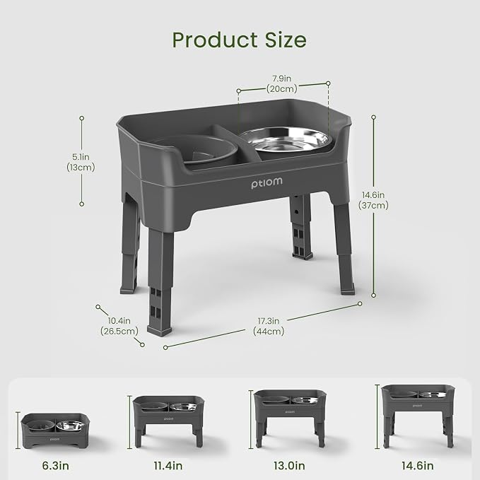 4-in-1 Elevated Slow Feeder Dog Bowls, 4 Height Adjustable Mess Proof Raised Dog Bowl Stand with Licking Plate, 2 Stainless Steel Dog Food Bowl & Slow Feeder for Large Medium Small Dogs Pets - Image 4