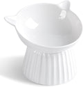 Ceramic Raised Cat Bowl，Tilted Raised Cat Bowl Anti Vomit Cat Bowls for Indoor Cats Whisker Friendly Pet Feeder for Cats Puppies, Microwave and Dishwasher Safe by Wellbro