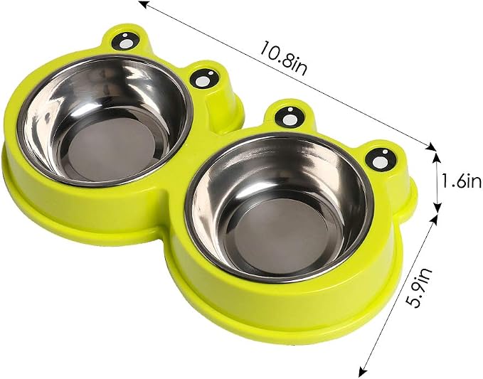 Stainless Steel Dog Cat Food and Water Bowls, Non-Slip Double Pet Feeder | Whisker Friendly Shallow Design, Dishwasher Safe, Cute Design, Easy to Clean, for Indoor Cats, Kittens, Small Dogs & Rabbits - Image 2