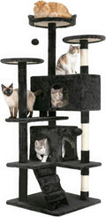 FDW | 54" Cat Tree Tower | Dark Gray | Multi-Level Indoor Activity Center | with Sisal Scratching Posts, Condos, Plush Perches, Hanging Cat Toys | Sturdy, Easy to Assemble | for Kittens & Adult Cats by FDW