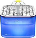Wonder Creature Crystal Cat Water Fountain Stainless Steel Lid, 101oz/3L | Pet Fountain with Transparent Base, Quiet Pump, LED Indicator Light, Triple Filtration, 3 Flow Modes for Cats and Dogs by WonderCreature