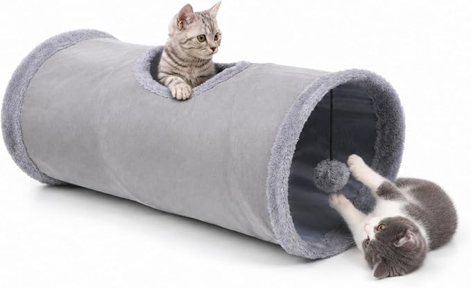 Cat Tunnel, 20" Cat Tube with Play Ball | Long Plush Indoor Cat Toys for Cat, Puppy, Kitty, Kitten, Rabbit (Small) by Unknown