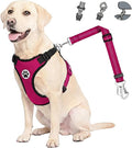 Lukovee Dog Car Harness Seat Belt, Harness & Seatbelt with 2 in 1 Buckle | Adjustable Soft Breathable Mesh Harness, Reflective Elastic Reflective Tether, for Small Medium Large Dogs Pets (Rose, M) by Lukovee
