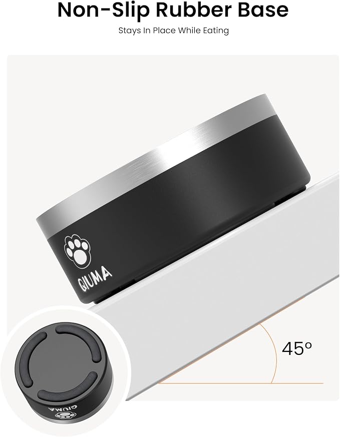 Qiuma Slow Feeder Dog Bowl Stainless Steel, Food-Grade 304 Metal Dog Slow Feeder Bowl 2 Cups Capacity, Heavy Duty Double-Layer with Non-Slip Base, Pet Puzzle Bowls for Small & Medium Dogs (Black) - Image 4