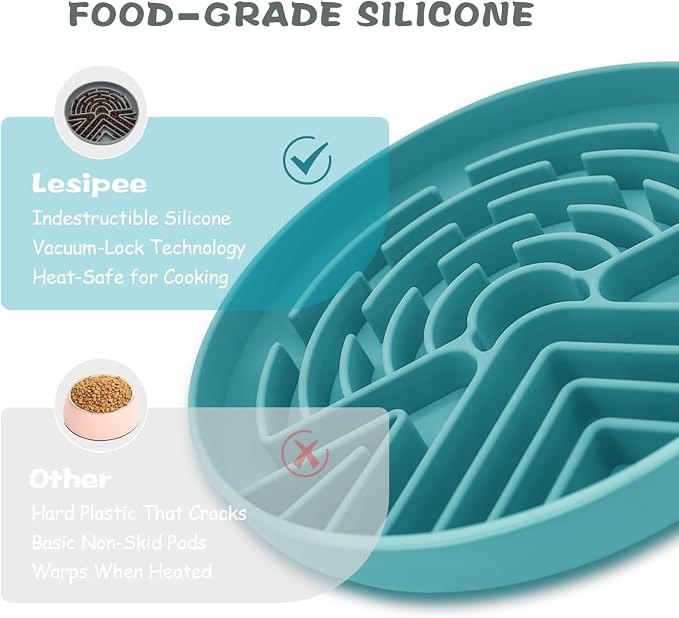 Lesipee Slow Feeder Dog Bowl for Large & Small Pets, Anti Choking Puzzle Dog Food Lick Mat with Non-Slip Base, Interactive Pet Slow Eating, Silicone Licking Mat Cat Feeding Bowl for Puppies & Cats - Image 5