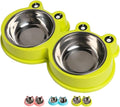 Stainless Steel Dog Cat Food and Water Bowls, Non-Slip Double Pet Feeder | Whisker Friendly Shallow Design, Dishwasher Safe, Cute Design, Easy to Clean, for Indoor Cats, Kittens, Small Dogs & Rabbits by Skrtuan