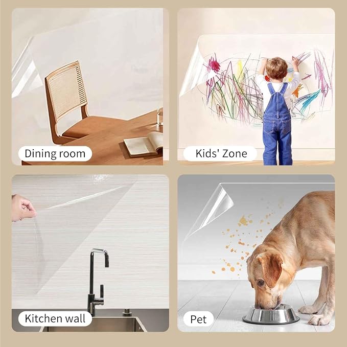 Clear Electrostatic Wall Protector, Static Protective Film, Adhesive-Free, No Residue Protection for Behind Trash Cans, Against Dog Scratches, Furniture, Doors, Splashes and Stains (15.78in*9.84ft) - Image 5