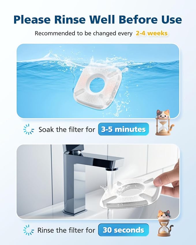 50 Pcs Cat Water Fountain Filters for Veken 95oz 67oz 135oz Pet Fountain | Dog Water Fountain Automatic Dog Water Dispenser 25 Pcs Pet Fountain Filter Replacement & 25 Pcs Pre-Filter Sponges - Image 7