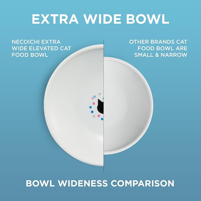 Necoichi Ceramic Raised Cat Food Bowl (Colorful Dots, Large Extra Wide) - Image 3