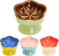 S&Q's CERAMICS Raised Cat Bowl, Elevated Cat Bowl for Food and Water, Ceramic Titled Dish, Anti Vomit & Whisker Friendly, Microwave and Dishwasher Safe (Brown, 5.8") by SQsCeramics