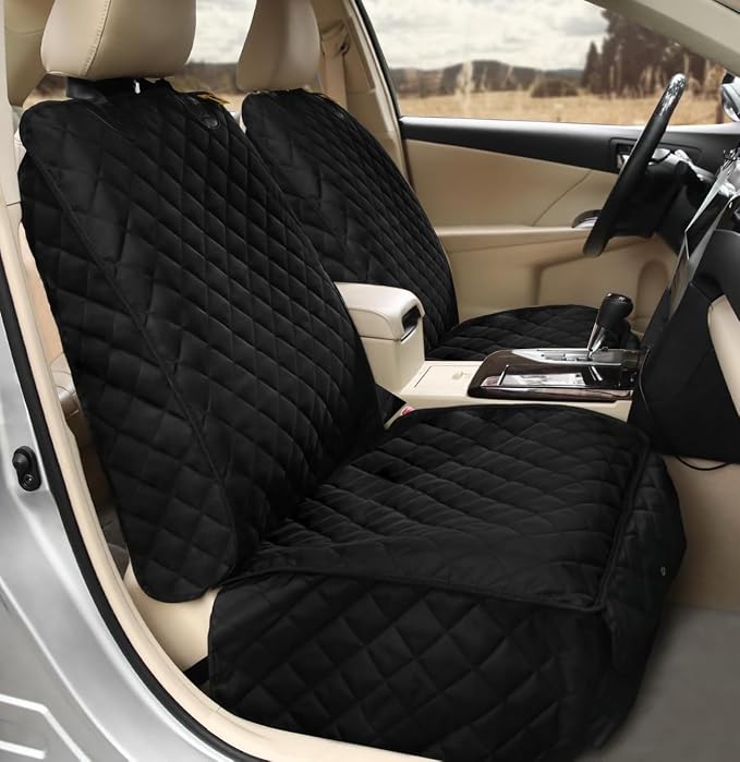 Bark Lover Deluxe Dog Seat Cover for Front Seat-More Durable Spill-Resistant Front Seat Protector, High Heat Resistant and Nonslip Front Seat Cover for Dogs Kids, Universal Size (Black, 2 Pack) - Image 2