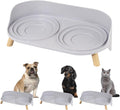 Raised Dog Feeder Bowl Stand (Without Bowls), Fits Dish up to Φ 6" | Spill Proof Elevated Dog Food Stand, Double 3 Diameters Pet Food Holder for Small and Medium Breeds and Cats, Grey by PTOBER