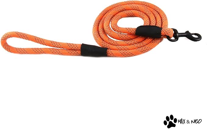 Max and Neo Rope Leash Reflective - 6 FT x 1/2" (Orange, Donates to Dog Rescue) - Image 2