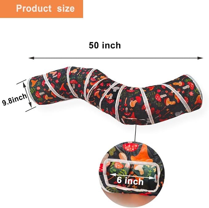 Cat Tunnel, Cat Tunnels for Indoor Cats, S-Shape Foldable Cats Cave | Interactive Toy Pet Tube with Interactive Peephole Crinkle Sounds for Rabbits, Kittens, Ferrets, Puppy Playing & Exploring - Image 3