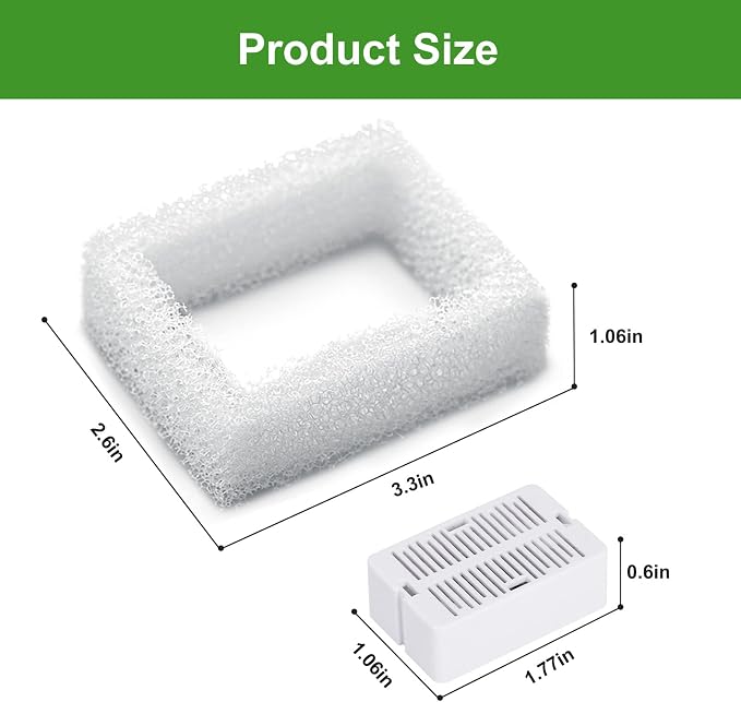 Replacement Filters for 360 Ceramic Pet Fountain | 10 Pack Replacement Filters for Wonder Creature Aurora /Cup Cake Pet Fountain(8Carbon Filters+2 Foam Filters) - Image 6