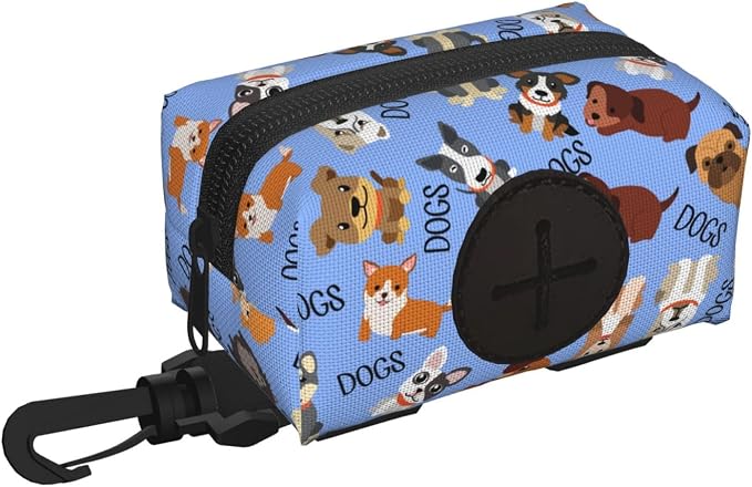 Dog Poop Bag Holder for Leashes - Lightweight Pet Waste Bags Dispenser Doggy Zippered Pouch for Puppy Walking Accessories(Cute Dog) by Xalvyriehf