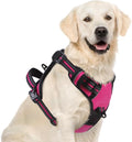 PUPTECK No Pull Dog Harness for Large, Adjustable Reflective Dog Harness with Handle Easy Control, Comfortable Soft Padded Pet Vest Harness for Extra Large Dogs, Fuschia XL by PUPTECK