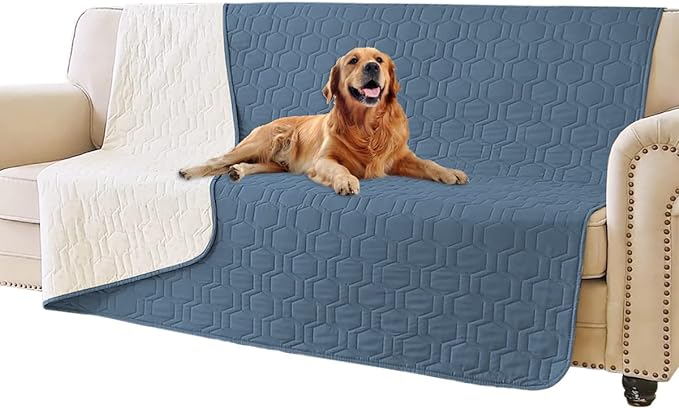 Tcksstex Waterproof and Non-Slip Dog Bed Cover and Pet Blanket Sofa Pet Bed Mat ，car Incontinence Mattress Protectors Furniture Couch Cover for Most Cats Dogs, Pets（52x82- Navy Blue） by TcksstexFauxFurDogBedCover