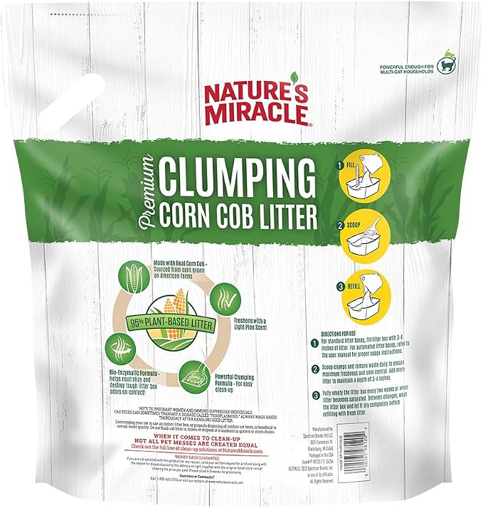 Nature's Miracle Premium Clumping Corn Cob Litter, Tough Odor Bio-Enzymatic Formula, Dust Free, 18lb (2 pack) - Image 3
