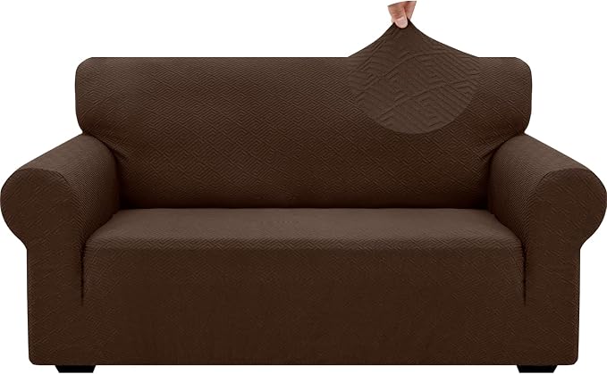 XINEAGE Stretch Jacquard Loveseat Cover, Non Slip Sofa Slipcover for Dog | High-Stretch Fabric. Wear-Resistant, Pet Friendly. Easy Install & Washable for Living Rooms, Offices.Coffee - Image 9